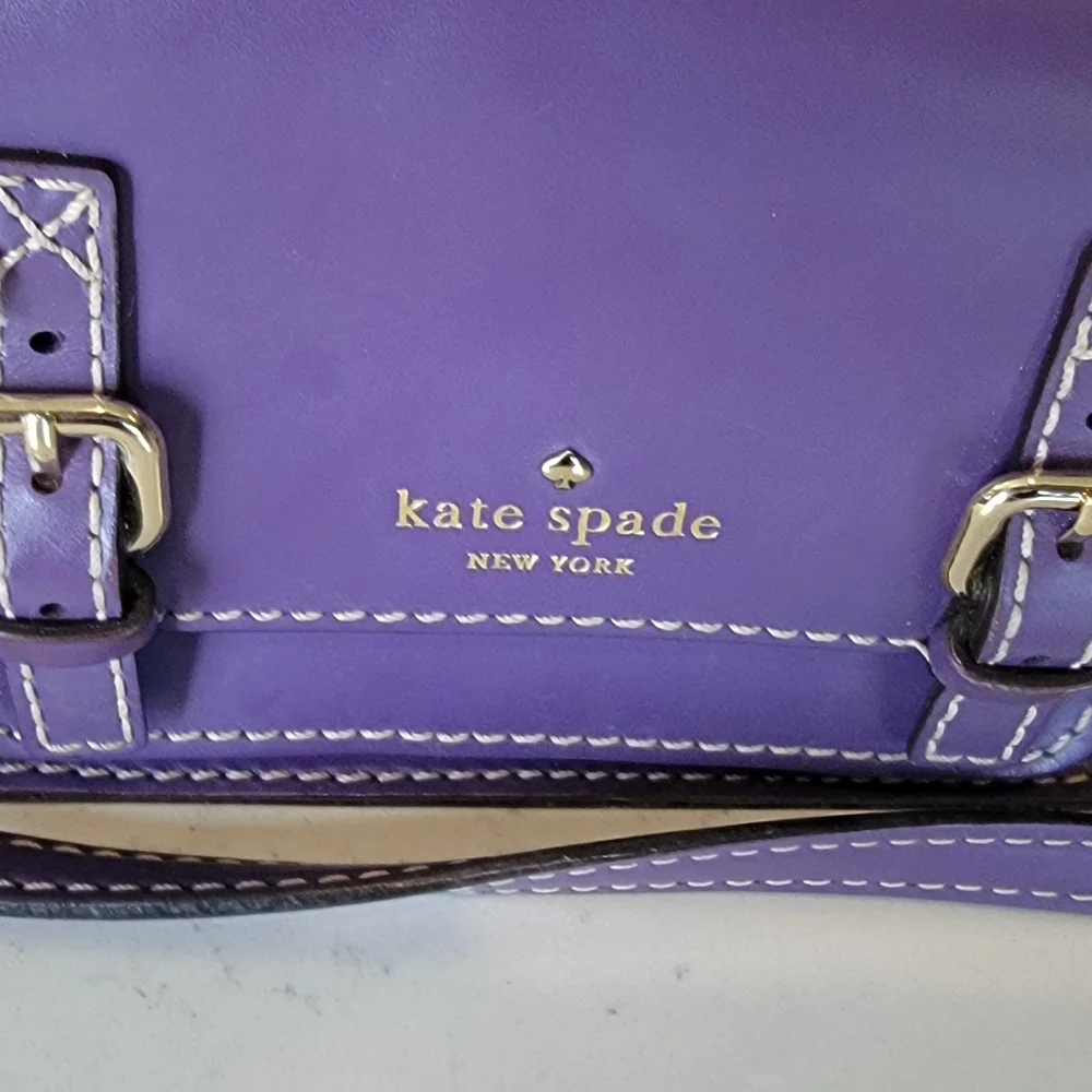 Kate Spade Purple Leather Essex Scout Crossbody Handbag Messenger Bag